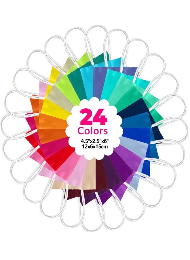qiqee 100Pcs Paper Gift Bags with Handles - 4.5"×2.5"×6" Mini Party Favor Bags - 24 Solid Colors - Image 4